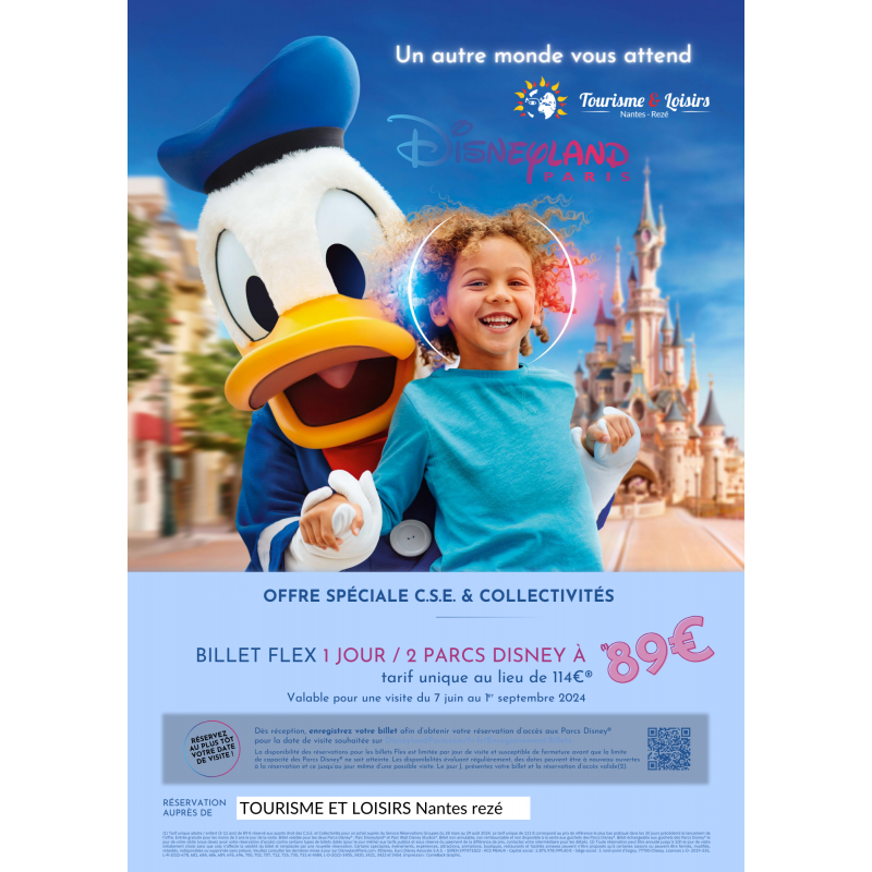 Disneyland Paris 1 jour 2 parcs - Offre spéciale - Visite du 7 juin au 1er septembre 2024
