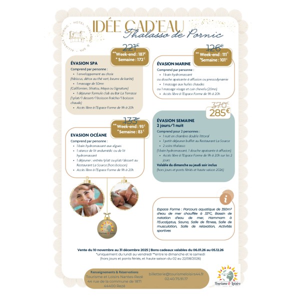 IDEE CADEAU THALASSO DE PORNIC 2025