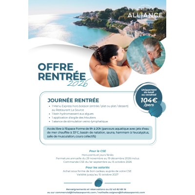 OFFRES RENTREE THALASSO PORNIC 2026