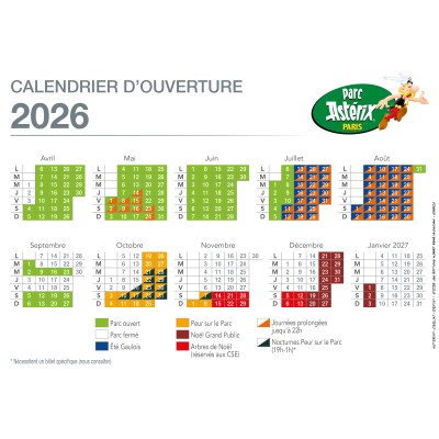 ASTERIX - BILLET PERIODE JOURNEE PEUR SUR LE PARC 2026 - VISITE DU PARC ENTRE LE 03 OCTOBRE ET LE 08 NOVEMBRE 2026- e.billet